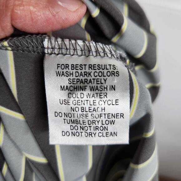 Masters Tech Striped Polo Golf Short Sleeve Shirt Men's Large Gray‎ Pale Yellow - Picture 7 of 8